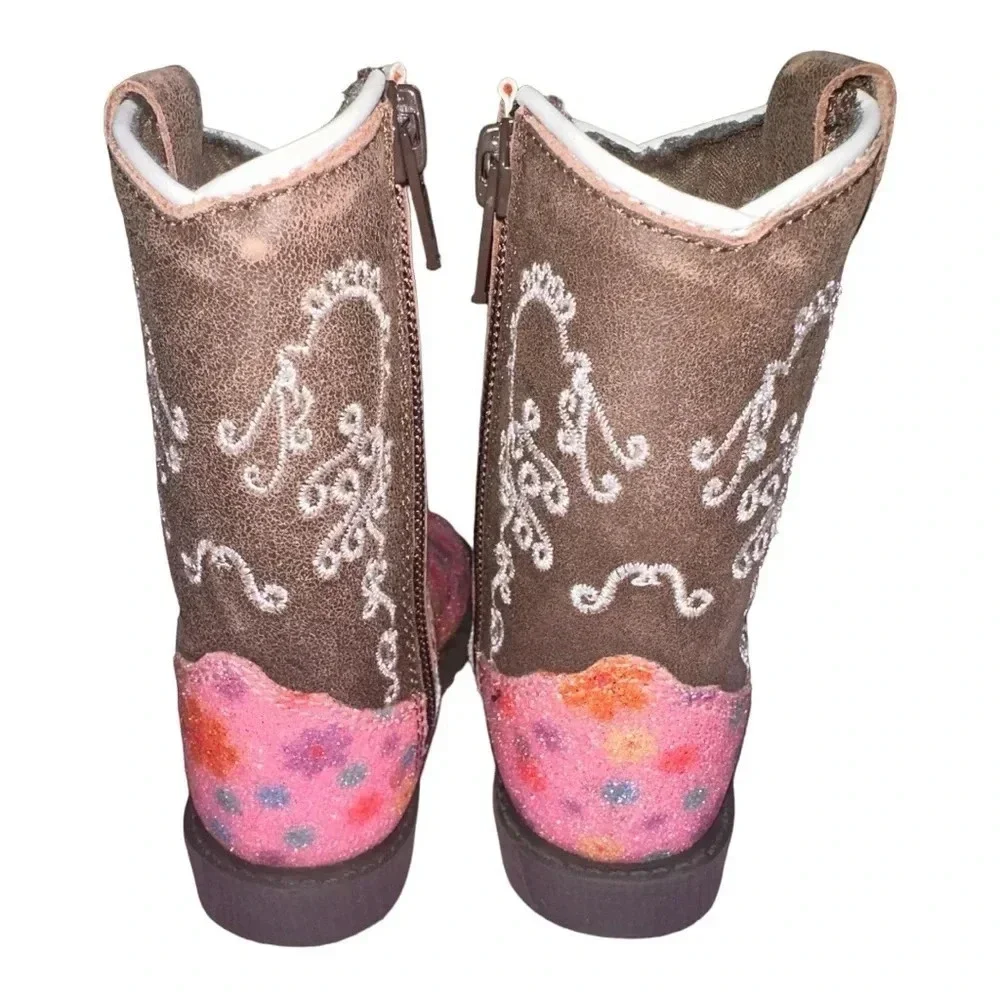 NWOT Smoky Mountain Toddler Autry Pink & Brown Boots Size 3 - Picture 4 of 7
